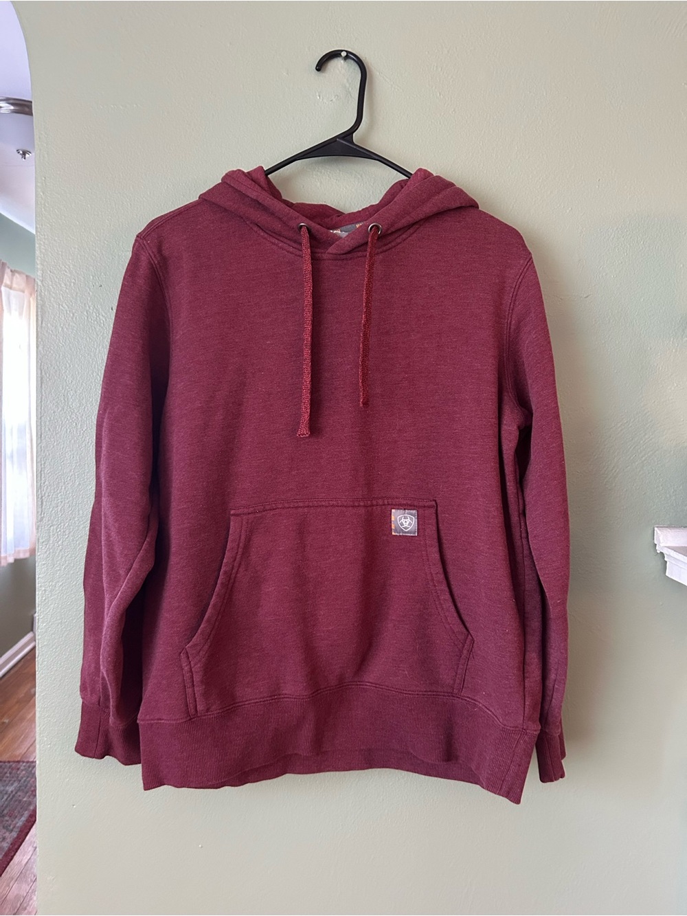Ariat Rebar Burgundy Logo Sleeve Fleece Pullover Hoodie Women’s M/M